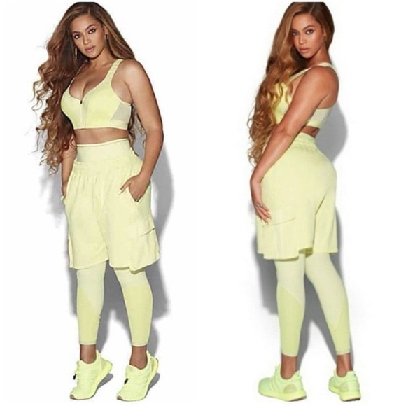 IVY Park x Adidas Originals 4All Cargo Shorts Yellow Tint Sz XXS NWT